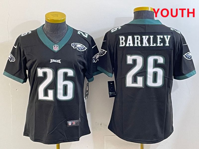 Youth Philadelphia Eagles 26 Barkley Black Second generations 2025 Nike Vapor Limited NFL Jersey style 2